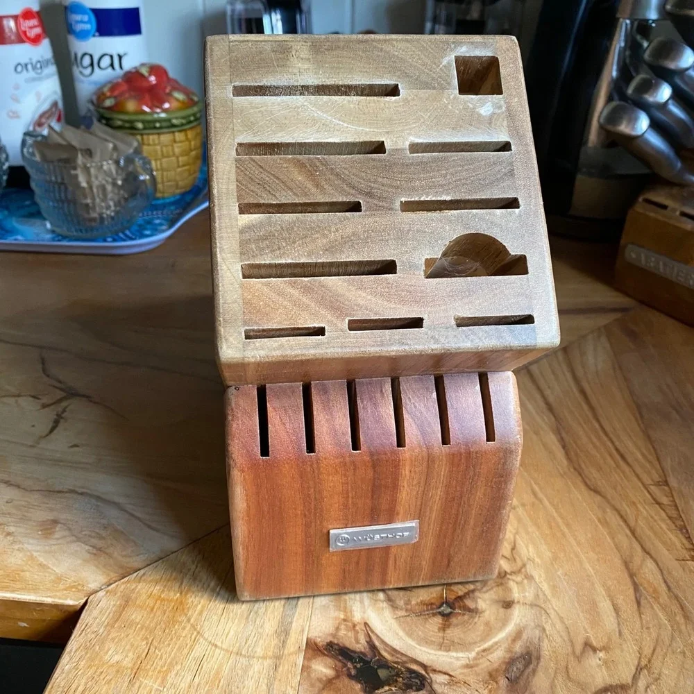 Wusthof Knife Block Wood 15 Slot Acacia Countertop Storage Organizer